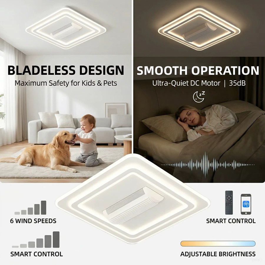 IRALAN LED Deckenventilator mit Licht und Fernbedienung in Weiß für Wohnzimmer und Schlafzimmer - Bild 3