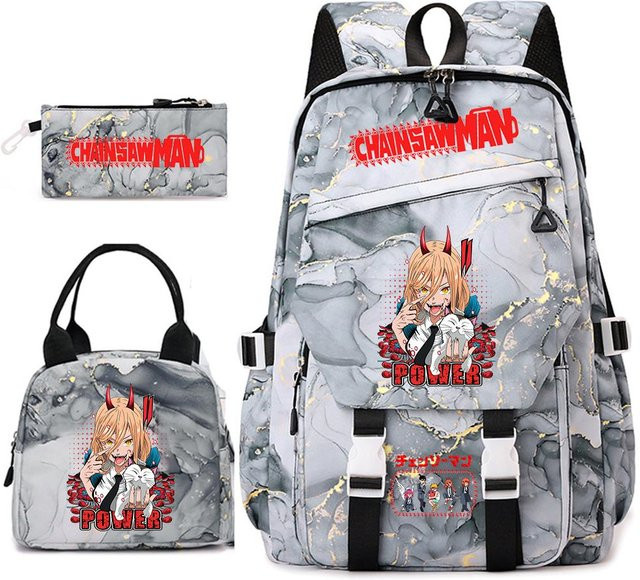 Bandai Kettensägenmann Anime Rucksack Set für Mädchen mit Brotdose und Federmäppchen in Mehrfarbig - Bild 1