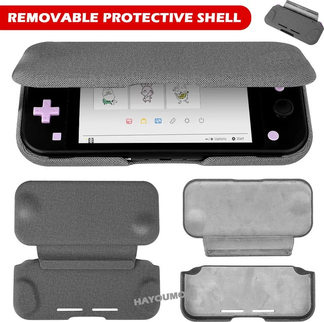 Nintendo Switch Lite Flip Cover Schutzhülle mit abnehmbarer Magnetschale für 360 Grad Rundumschutz in Grau - Bild 1