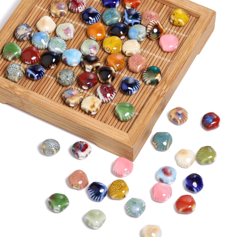JILKOL Perlen Keramik, Jakobsmuschel, Bunt, 11,5x10mm, Unisex - Bild 5