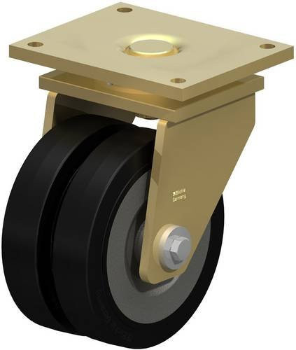 Blickle Doppel-Lenkrolle LSD-SE 250K in Anthrazit und Schwarz mit Gold-Details, Rad-Durchmesser: 250 mm, Tragfähigkeit: 1700 kg - Bild 1