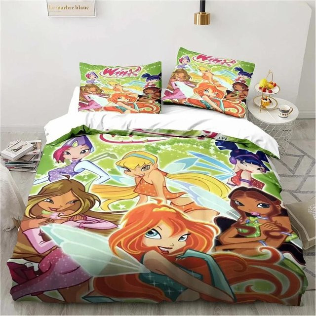 Winx Anime Kawaii Bettwäsche Set aus Mikrofaser, 3-teilig, Mehrfarbig, B/T: 210 x 210 cm - Bild 1
