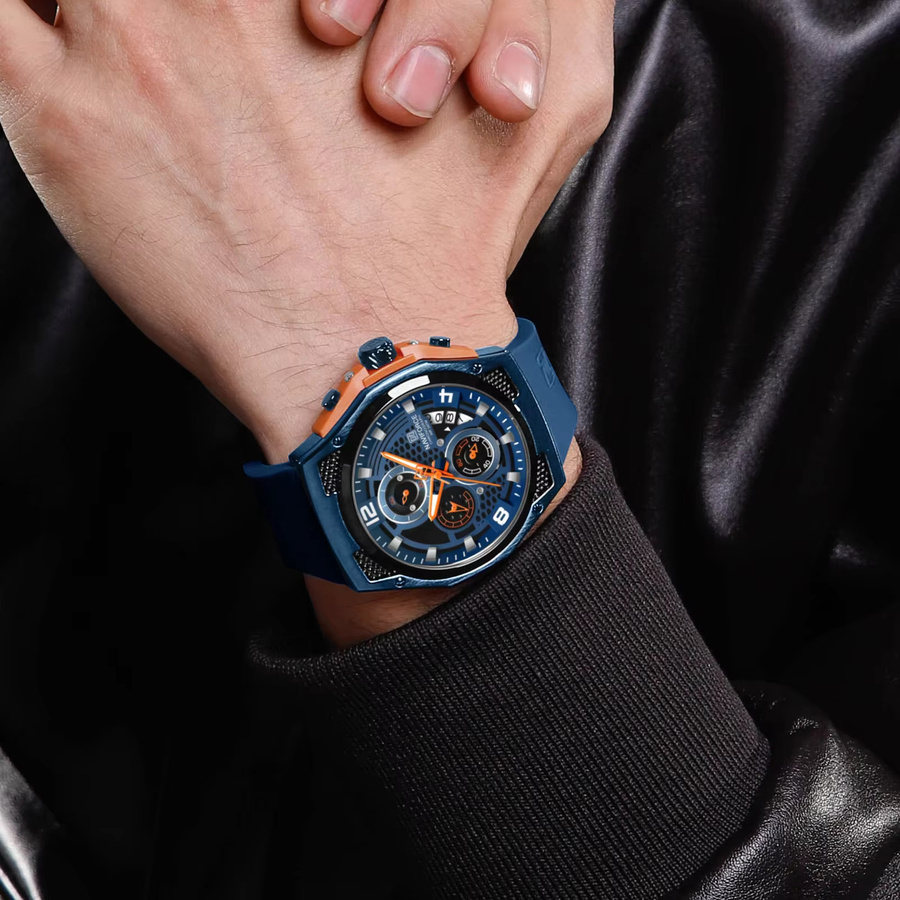 NAVIFORCE Armbanduhr Chronograph, Quarz, Silikon, Schwarz, Herren - Bild 2