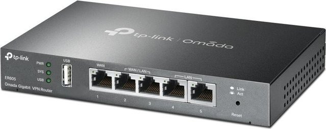 TP-Link Omada ER605 Gigabit Multi-WAN VPN Router in Schwarz mit 1x Gigabit WAN, 2x Gigabit WAN/LAN, 2x Gigabit LAN und 1x USB 2.0 - Bild 1