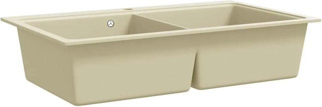 vidaXL Granit-Doppelspüle aus Granit-Verbundwerkstoff in Beige - Bild 1