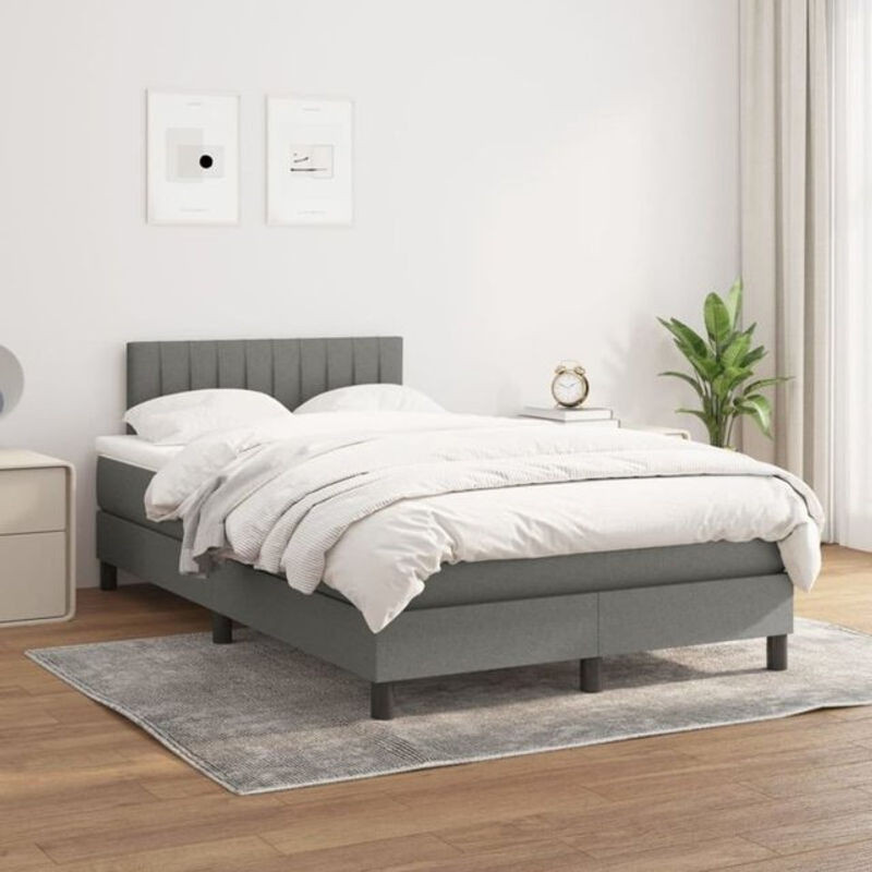 Vidaxl Boxspringbett mit Matratze in Anthrazit Grau aus Stoff B/T/H: 120 x 200 x 78 cm - Bild 1