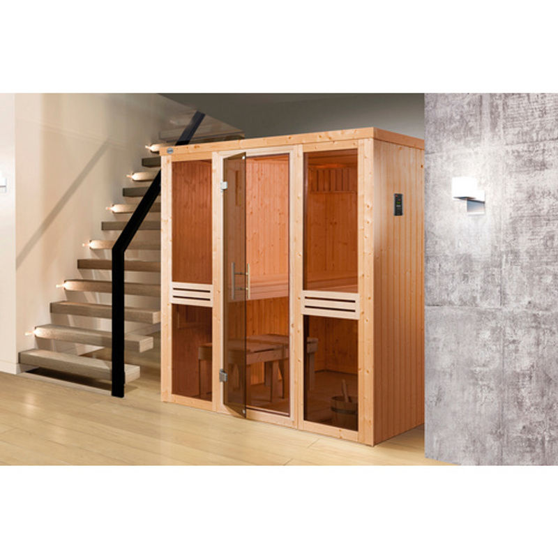WEKA Elementsauna Kaarina 2 für 4 Personen in Braun mit 5,4 kW Ofen und integrierter Steuerung - Bild 2
