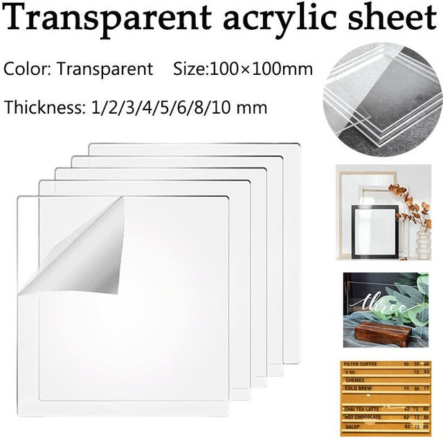 Transparente Acrylplatte für Laserschneiden und Basteln, 1-10mm Dicke, Farbe: Transparent - Bild 1