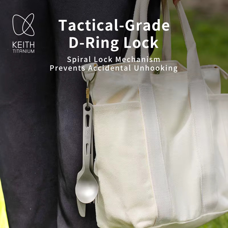 Keith Ti5312 Besteckset aus Titan in Silber bestehend aus Messer, Gabel und Löffel für Outdoor und Camping - Bild 2
