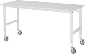 Rau Fahrbarer Arbeitstisch Tom höhenverstellbar mit M-Platte in Grau und Weiß B/T/H: 200 x 80 x 91-123 cm - Bild 1