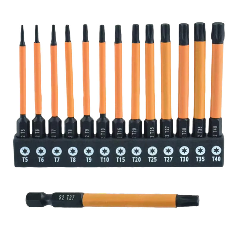 Rafford 13-teiliges Torx-Bit-Set aus S2-Stahl mit 75 mm Länge, magnetisch, 1/4 Zoll Sechskantschaft, kompatibel mit Schlagschraubern, T5-T40 - Bild 6