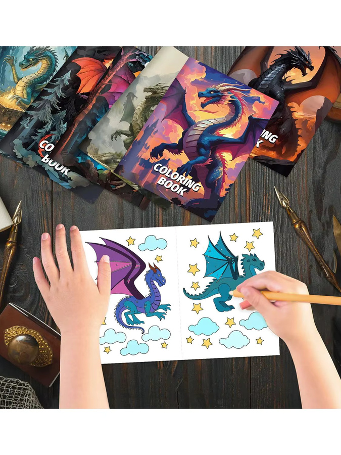 Drachen Thema Graffiti Malbuch Set für Kinder in Mehrfarbig - Bild 4
