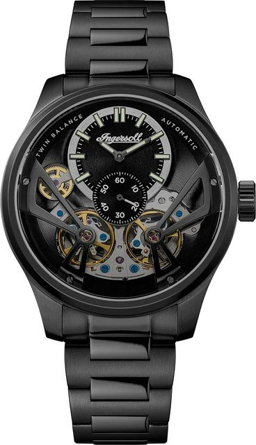 Ingersoll Herrenuhr Automatik, Edelstahl, Schwarz, 46 mm, 5 ATM - Bild 1