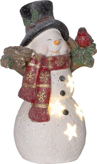 HOMCOM Weihnachtsfigur Schneemann mit LED-Licht in Weiß und Rot, Höhe: 38 cm - Bild 1
