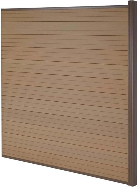MCW WPC-Sichtschutz Savoie Windschutz Zaun mit Alu-Pfosten Erweiterungselement in Teak, Höhe: 1,85 m - Bild 1
