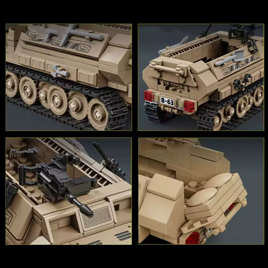 doinbby Militärpanzer-Raupentransporter Panzer-Halbkettenfahrzeug, Spielzeug-Puzzle Bausatz, Modell - Bild 2