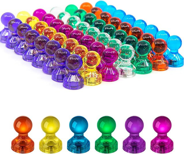 Magnetische Push Pins in Transparent und Weiß für Kühlschrank und Whiteboard, Set aus 5 oder 10 Stück - Bild 1