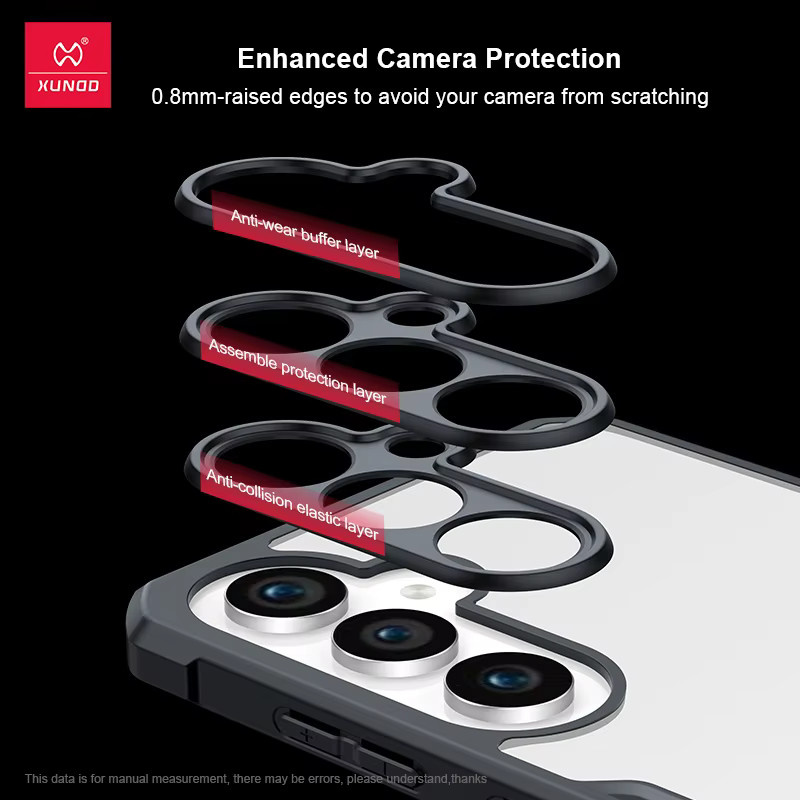 Xundd Stoßfeste Schutzhülle für Samsung Galaxy A35 A55 5G A56 A36 A57 A37 A27 5G mit Kameraschutz und Airbag-Funktion, Transparent/Schwarz - Bild 3