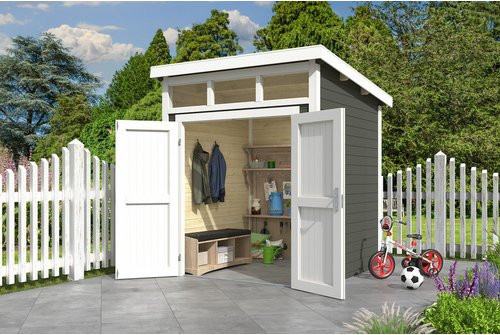 Lasita Gartenhaus Kibo in Grau-Grün mit Außenmaßen von 220 x 245,1 x 223,5 cm - Bild 1