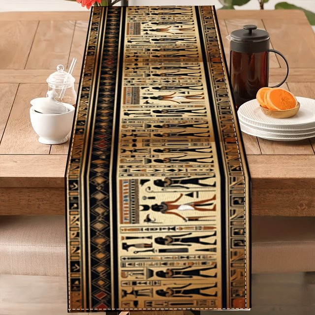 VIKAMA Tischdecke mit altägyptischen Hieroglyphen in Multicolour, wasserabweisend und ölbeständig, rechteckig - Bild 1