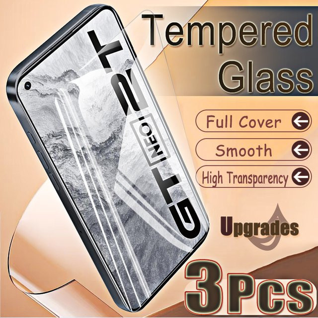 3er-Set gehärtetes Schutzglas für Realme GT Neo2T, transparent, Full Coverage mit Fingerabdruck-Entsperrung - Bild 1