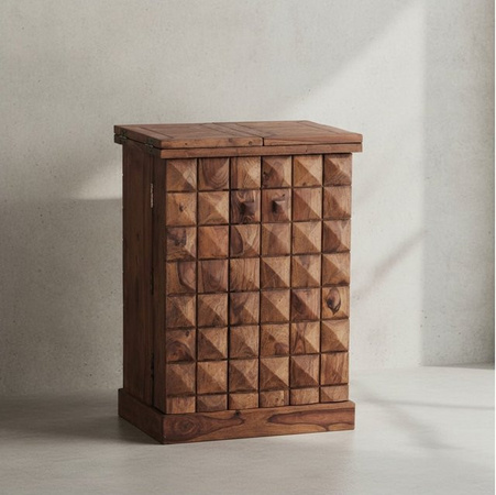 KADIMA DESIGN SAAR Massivholz Hausbar in Braun, ausklappbare Weinbar und Barschrank mit Türen, B/T/H: 65 x 91 x 50 cm
