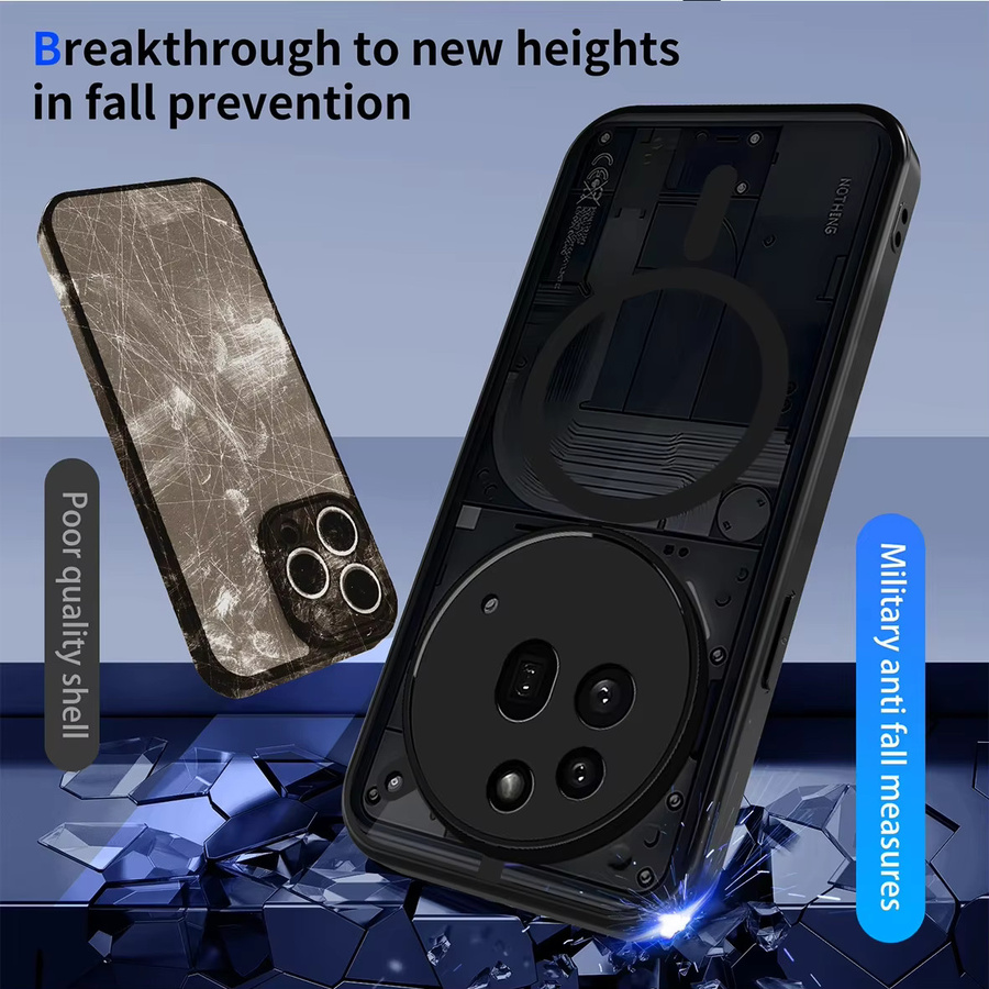 Magsafe Schutzhülle für Nothing Phone 3 und 3A Pro, mattes Acryl, All-Wrap Design, Schwarz - Bild 2