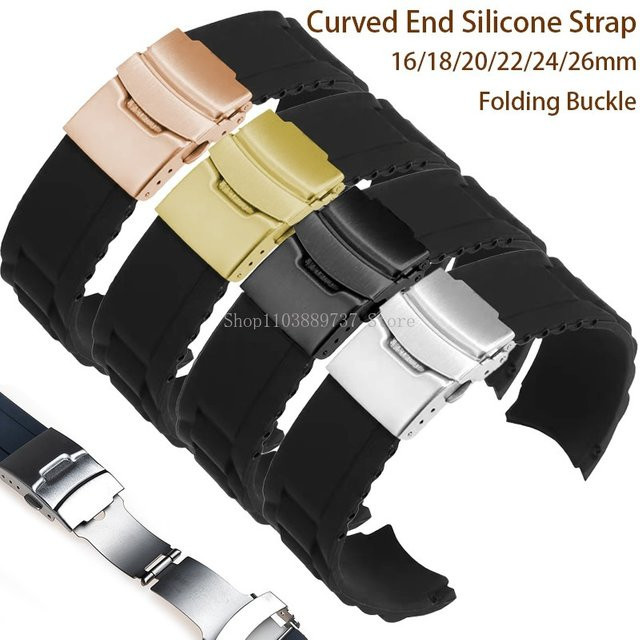 asukaband Uhrenarmband Silikon, gebogenes Endband, Faltschließe, Unisex - Bild 1
