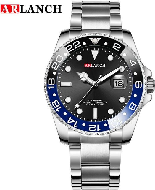 Arlanch Armbanduhr, Quarz, Edelstahl, Schwarz, 40 mm, Herren - Bild 1