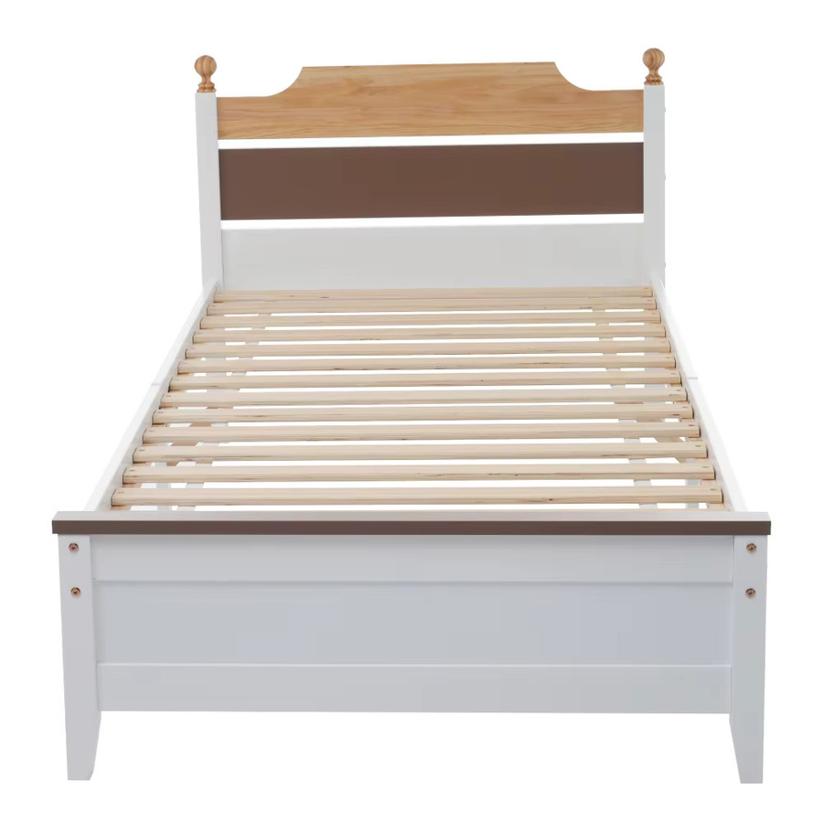 PINGGO Einzelbett aus Kiefernholz und MDF in Weiß mit Mittelgestell, B/T/H: 90 x 200 x 200 cm - Bild 2