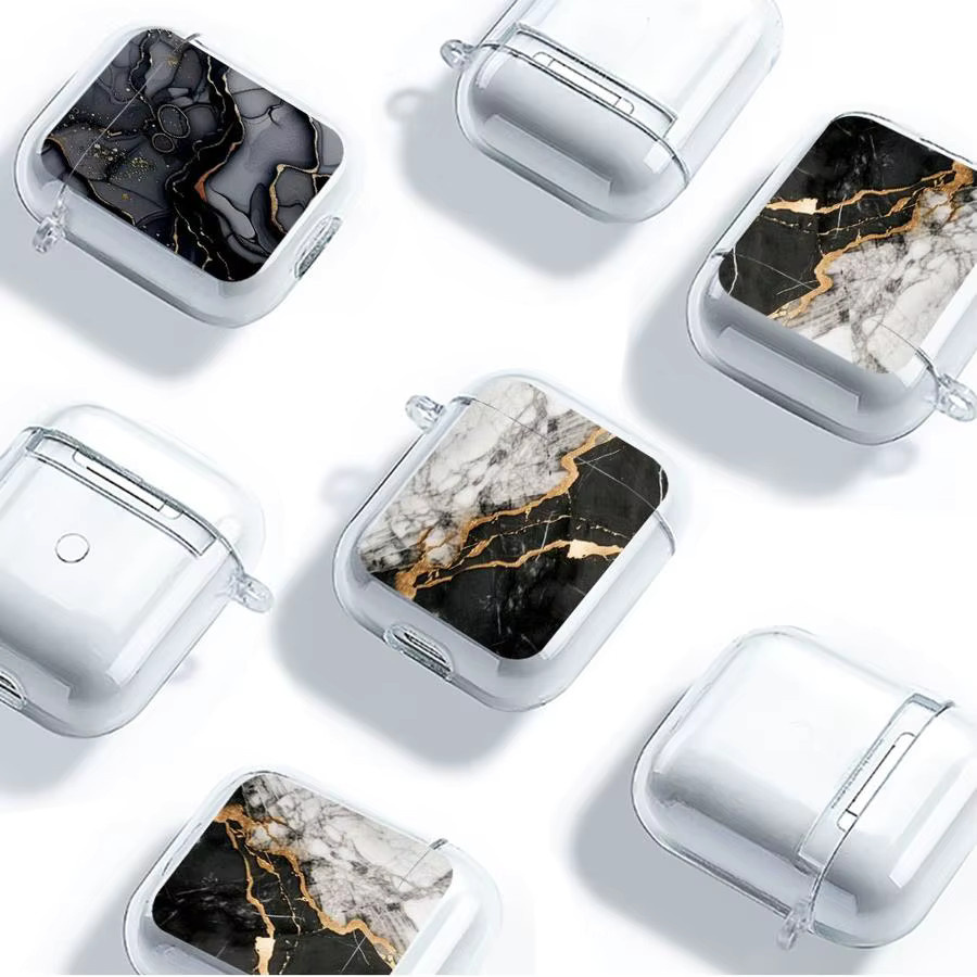 Transparente Schutzhülle mit Marmor-Muster für Apple AirPods Pro 1, 2 und 3 - Bild 2