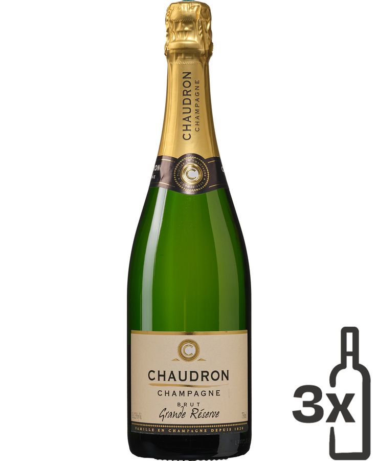 Chaudron Champagne Brut ‘Grande Réserve’, Chardonnay/Pinot Meunier/Pinot Noir, Frankreich, 3 x 0,75 l - Bild 2