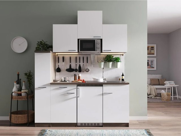 Respekta Singleküche Oliver in Weiß mit E-Geräten, Breite: 180 cm, Höhe: 145,8 cm, Tiefe: 60 cm