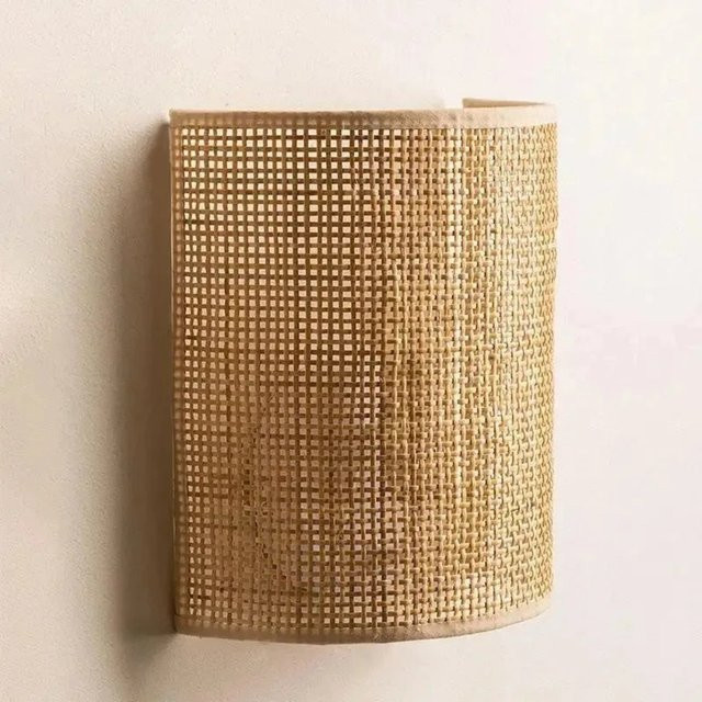 JOYINLED Rattan-Wandleuchte in Beige, LED-Wandlampe im Bauernhaus-Stil für Schlafzimmer, Flur und Badezimmer - Bild 1