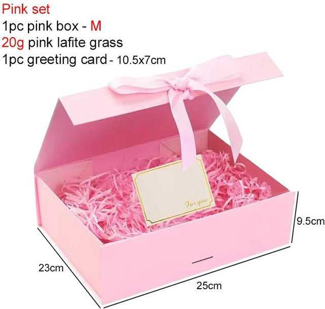 Magnetisches Geschenkbox-Set von Big Tree Home Furnishings mit Grußkarten und Dekogras in Pink - Bild 1