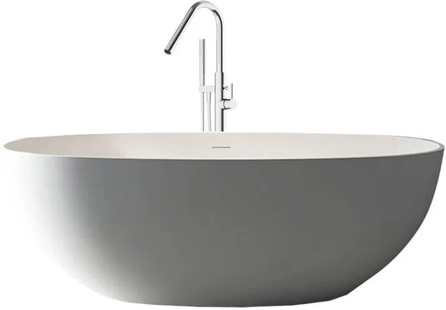 360Home Freistehende Badewanne aus Mineralguss in Weiß, Oval, B/T/H: 180 x 80 x 55 cm - Bild 1
