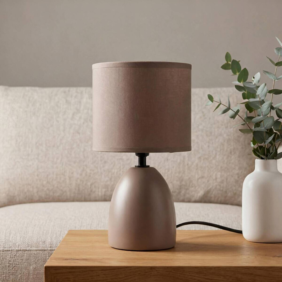 POCOline Tischleuchte Kushi aus Keramik in Taupe mit E14 Fassung, B/H/T: 15 x 27 x 15 cm - Bild 2