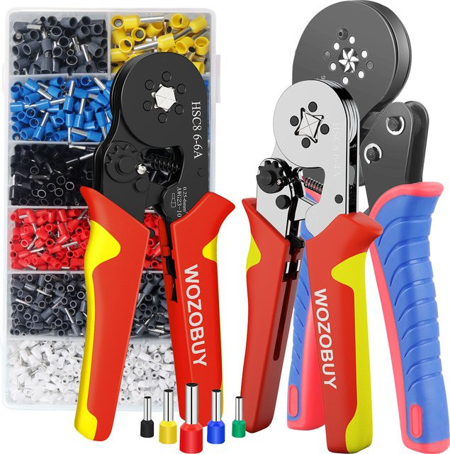 WOZOBUY Elektrische Crimpzange für Rohrklemmen und Drahtspitzen in Schwarz, 0,08–16 mm2/0,25–10 mm2, HSC8 6–4/6–6/16–6 - Bild 1