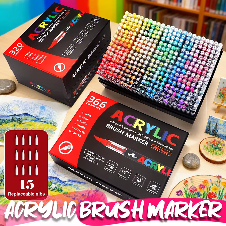 kissbuty Acryl-Marker-Stifte mit Pinselspitze und automatischer Tintenkontrolle in Multicolour für Stein, Holz und DIY-Projekte - Bild 5