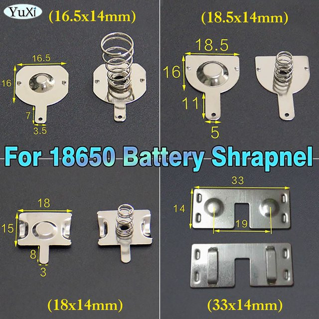 10 Paar Batteriefedern für 18650 Akkus, positive und negative Kontaktstücke in Silber, Maße: 33 x 14 mm - Bild 1