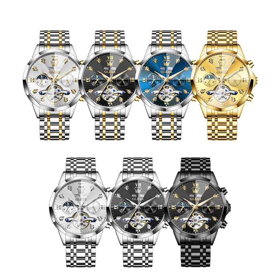 OLEVS Armbanduhr, Automatik, Edelstahl, Gold, Herren - Bild 5