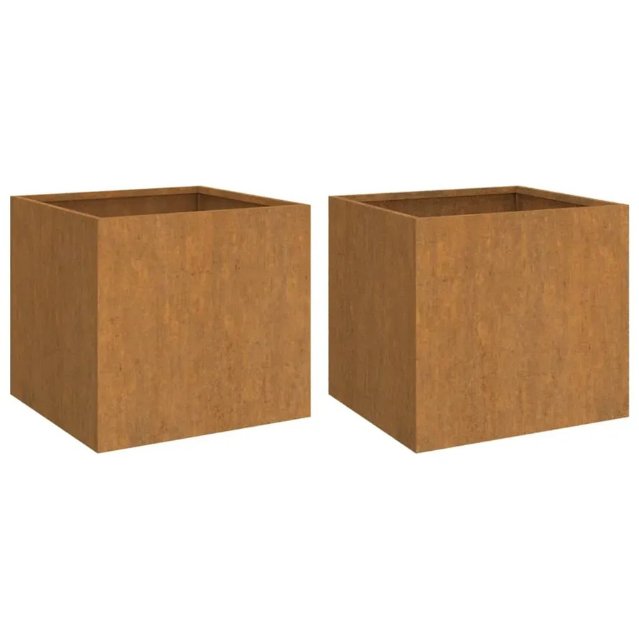 2er Set vidaXL Pflanzkübel aus Cortenstahl in Braun, B/T/H: 30 x 30 x 29 cm - Bild 2