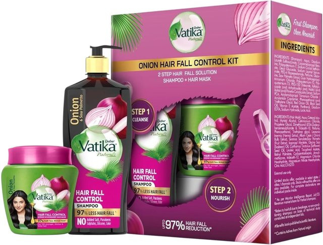 Dabur Vatika Haarausfall-Kontroll-Set, Zwiebelextrakt, Shampoo und Maske - Bild 1