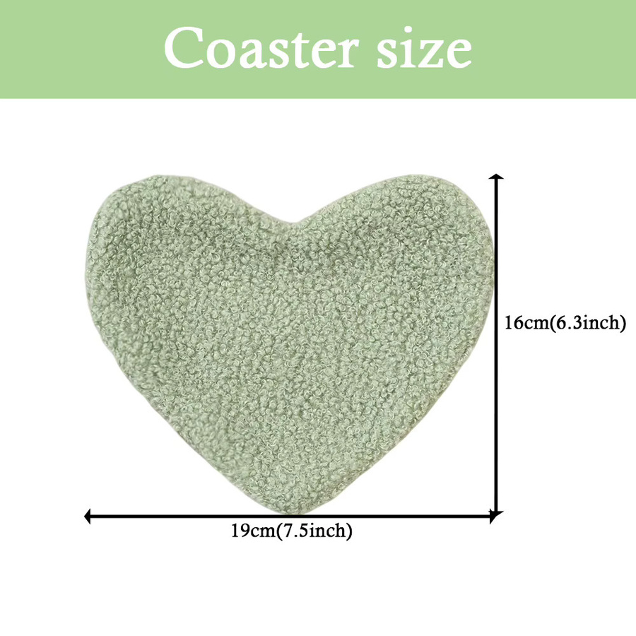 BUYNOW Teddy-Plüsch-Herz-Untersetzer im koreanischen Stil, Farbe: Grün, B/T: 19 x 16 cm - Bild 3