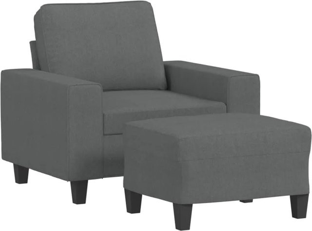vidaXL Sessel mit Hocker in Dunkelgrau aus Stoff im modernen Design - Bild 1