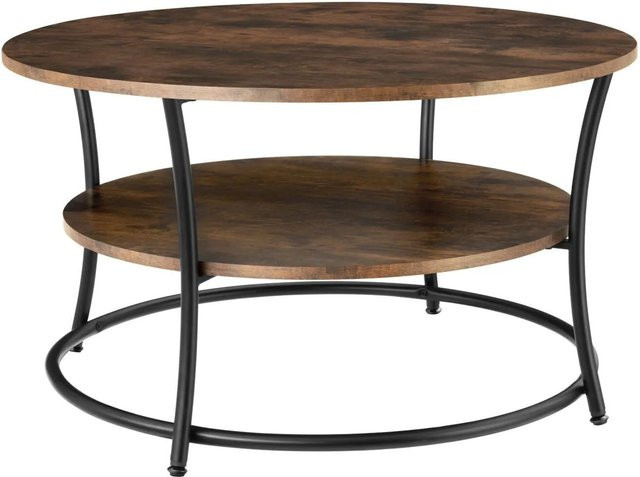 tectake Couchtisch Industrial Style rund in Braun und Schwarz mit 2 Ablagen, B/T/H: 80 x 80 x 46 cm - Bild 2