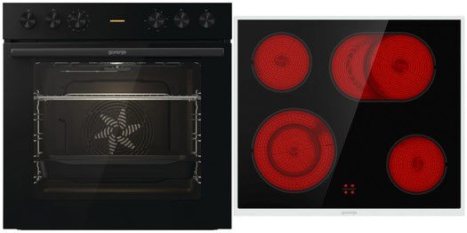 Gorenje Duo Set EB-Herdset bestehend aus Backofen BC6715E02BK und Glaskeramikkochfeld ECD643BX in Schwarz und Edelstahl - Bild 1