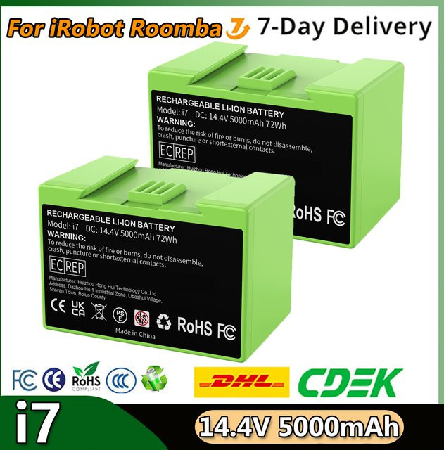 Ersatzakku für iRobot Roomba i7 i3 i4 i5 i6 i8 J7 E5 Serie, 14,4 V, 5000 mAh Li-Ion Pack - Bild 1