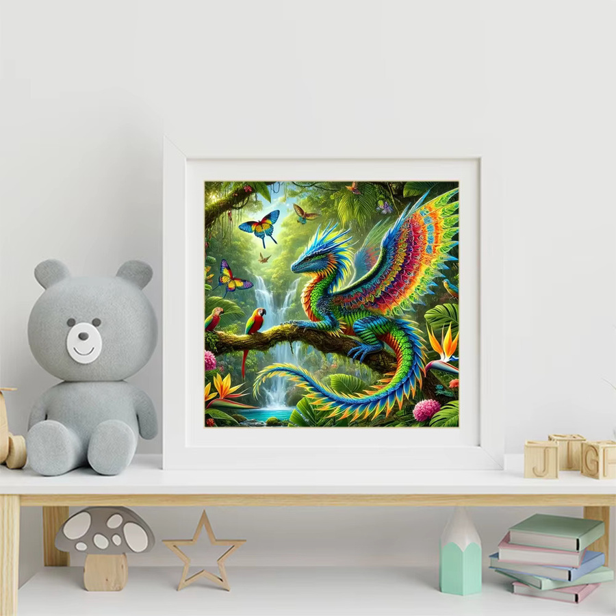 Momoart DIY Diamant-Mosaik Dinosaurier-Tiermuster für Erwachsene und Anfänger, bunte Wandkunst Stickerei, B/H: 20 x 20 cm - Bild 2