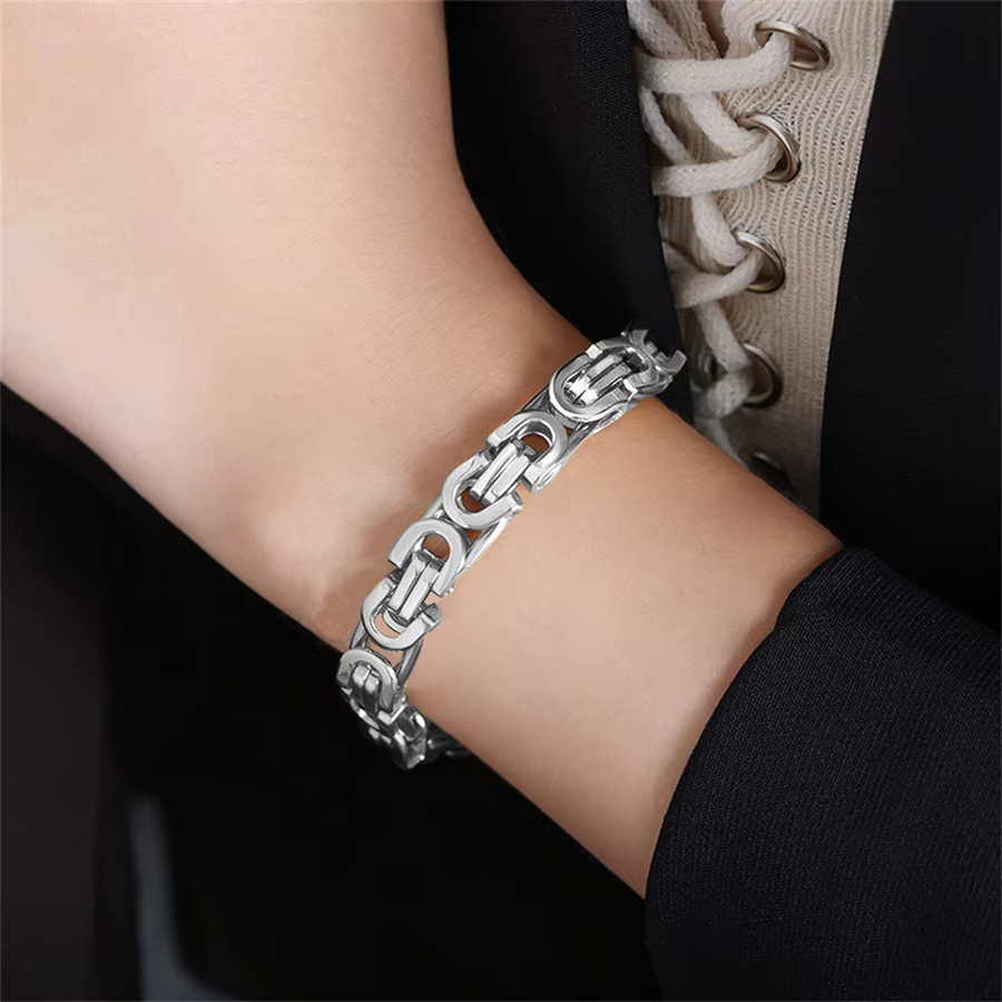Schmuck-Set Byzantinische Kette und Armband, Edelstahl, Silber, Unisex - Bild 3